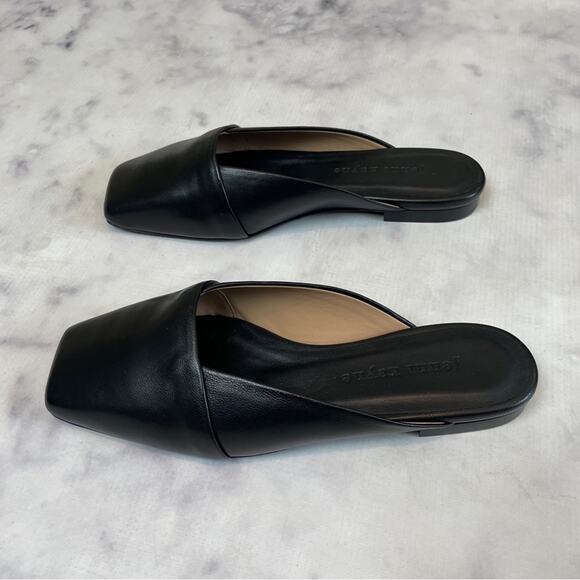Jenni Kayne Mia Black Square Toe Leather Mules NWOB - Picture 7 of 11